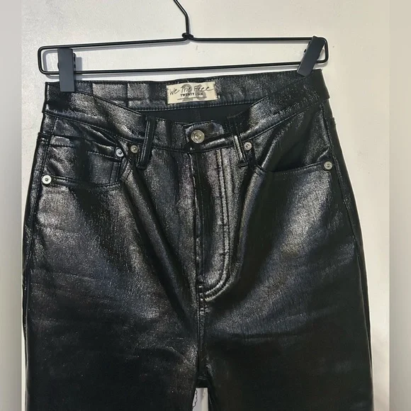 We the Free Phoenix Coated Skinny Jeans in Liquid Black SZ 25 - Picture 8 of 11